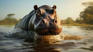 AI generated Hippopotamus high quality background photo