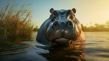 AI generated Hippopotamus high quality background photo