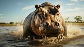 AI generated Hippopotamus high quality background photo