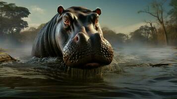 AI generated Hippopotamus high quality background photo