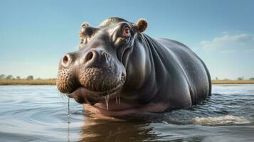 AI generated Hippopotamus high quality background photo