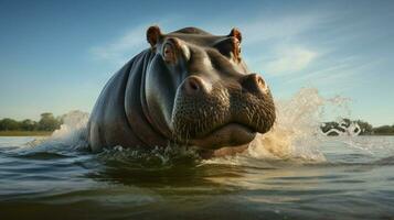 AI generated Hippopotamus high quality background photo