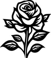 rosas - negro y blanco aislado icono - vector ilustración