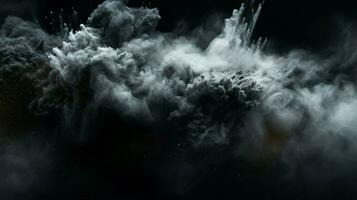 AI generated Jet black color powder splash background photo