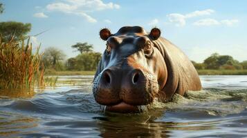 AI generated Hippopotamus high quality background photo