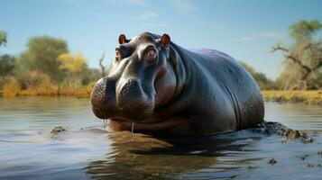 AI generated Hippopotamus high quality background photo