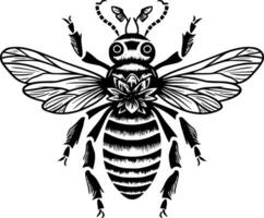 Bee - Black and White Isolated Icon - Vector illustration