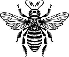 abeja - negro y blanco aislado icono - vector ilustración