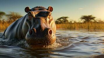 AI generated Hippopotamus high quality background photo