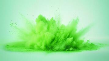AI generated Pista green color powder splash background photo