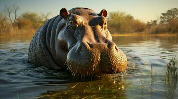 AI generated Hippopotamus high quality background photo