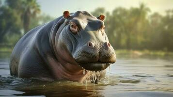 AI generated Hippopotamus high quality background photo