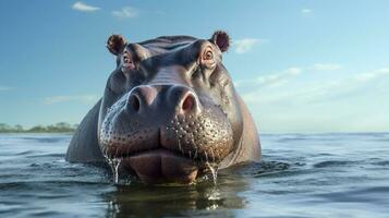 AI generated Hippopotamus high quality background photo