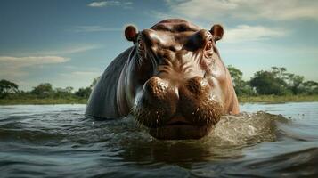 AI generated Hippopotamus high quality background photo