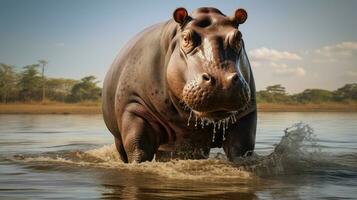 AI generated Hippopotamus high quality background photo