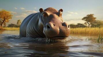 AI generated Hippopotamus high quality background photo