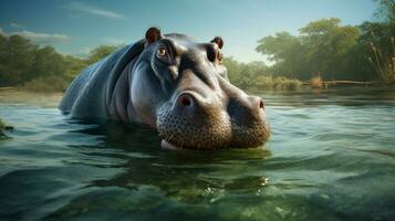 AI generated Hippopotamus high quality background photo