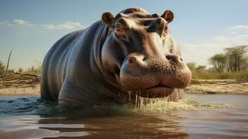 AI generated Hippopotamus high quality background photo