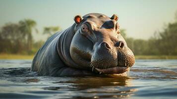 AI generated Hippopotamus high quality background photo