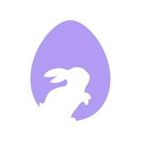 Rabbit silhouette on Easter egg background greeting card decorative elements vector