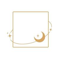 Simple modern aesthetic line elements Modern geometric linear frame with sparkling stars. vector