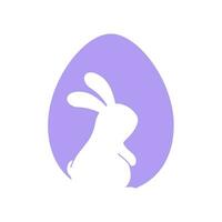 Rabbit silhouette on Easter egg background greeting card decorative elements vector