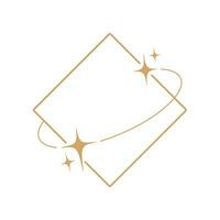 Simple modern aesthetic line elements Modern geometric linear frame with sparkling stars. vector