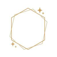 Simple modern aesthetic line elements Modern geometric linear frame with sparkling stars. vector