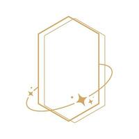Simple modern aesthetic line elements Modern geometric linear frame with sparkling stars. vector