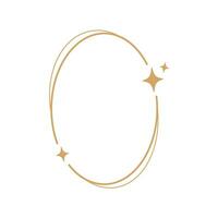 Simple modern aesthetic line elements Modern geometric linear frame with sparkling stars. vector