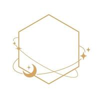 Simple modern aesthetic line elements Modern geometric linear frame with sparkling stars. vector