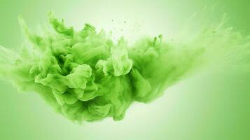 AI generated Pista green color powder splash background photo