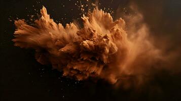 AI generated Bronze color powder splash background photo