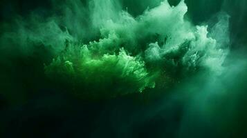 AI generated Dark green color powder splash background photo
