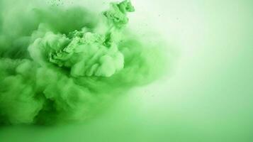 AI generated Pista green color powder splash background photo