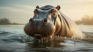 AI generated Hippopotamus high quality background photo