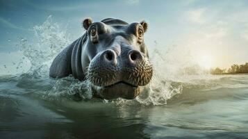 AI generated Hippopotamus high quality background photo