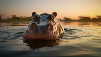 ai generado hipopótamo alto calidad antecedentes foto