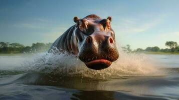ai generado hipopótamo alto calidad antecedentes foto