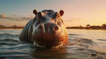 AI generated Hippopotamus high quality background photo