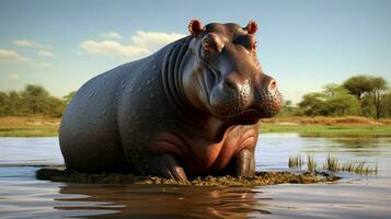AI generated Hippopotamus high quality background photo