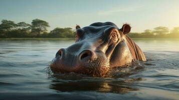 AI generated Hippopotamus high quality background photo