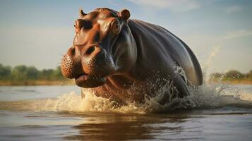 AI generated Hippopotamus high quality background photo