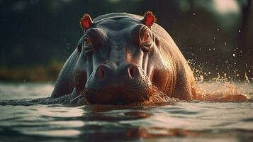 AI generated Hippopotamus high quality background photo