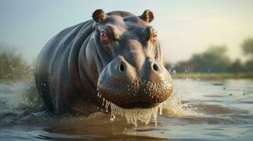 AI generated Hippopotamus high quality background photo