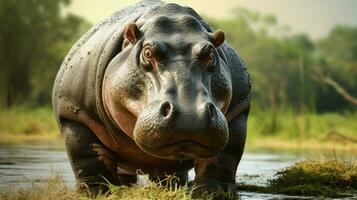 AI generated Hippopotamus high quality background photo