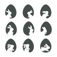 Rabbit silhouette on Easter egg background greeting card decorative elements vector