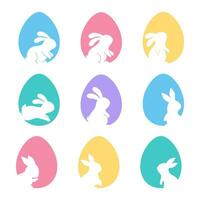 Rabbit silhouette on Easter egg background greeting card decorative elements vector