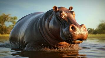 AI generated Hippopotamus high quality background photo