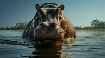 AI generated Hippopotamus high quality background photo